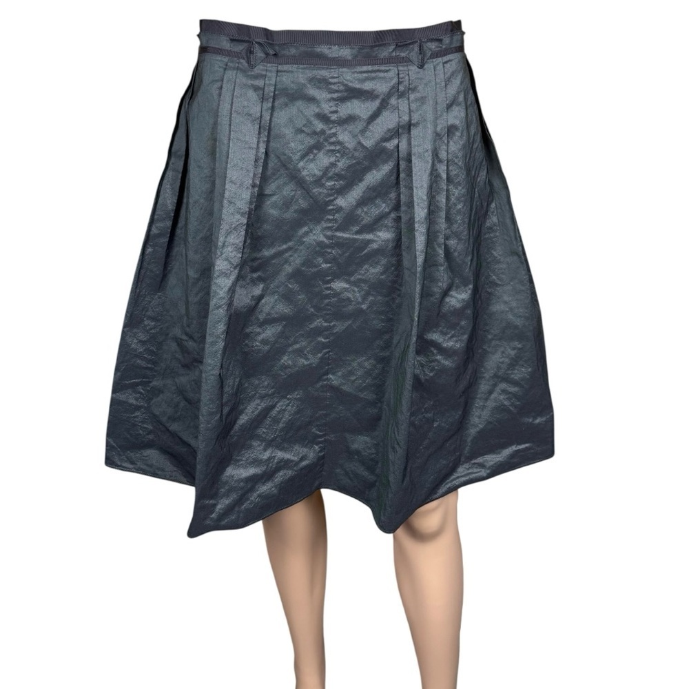 Elie Tahari NICOLETTA Taffeta A-Line Pleated Wool Blend Black Skirt Size 6
